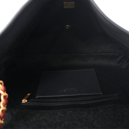 Chanel Wool Quitled Top Handle Maxi Flap Dark Grey 5 of 10