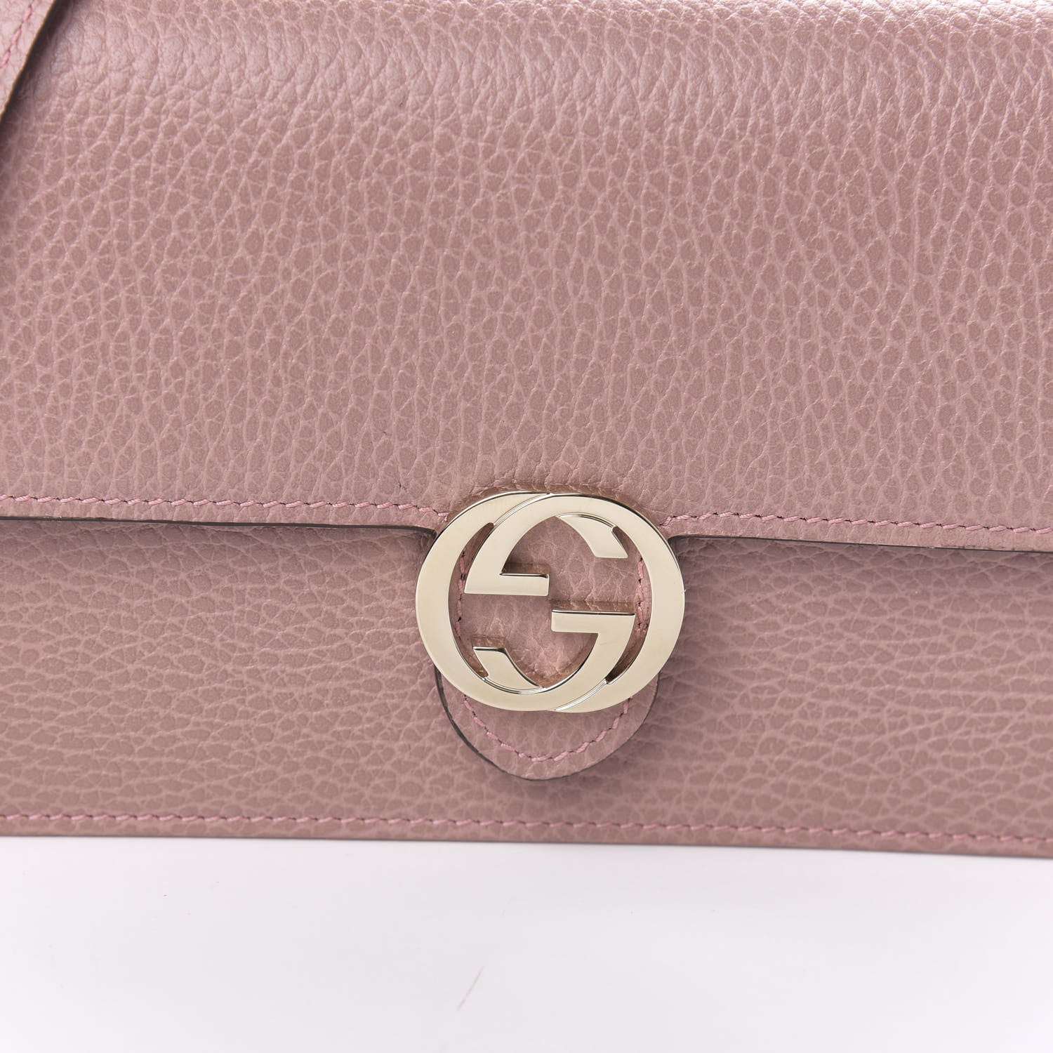Gucci Dollar Calfskin Interlocking G Chain Wallet Soft Pink 10 of 11