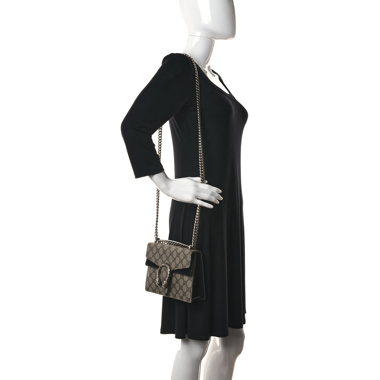 Gucci GG Supreme Monogram Mini Dionysus Shoulder Bag Black 2 of 10