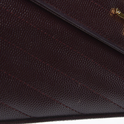 Saint Laurent Grain De Poudre Matelasse Chevron Monogram Chain Wallet Burgundy 9 of 10