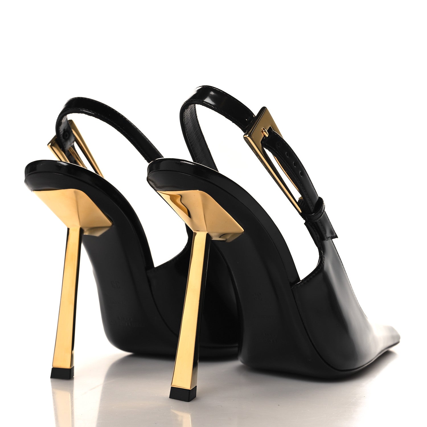Saint Laurent Glazed Calfskin Lee Slingback Pumps 38 Black 5 of 9