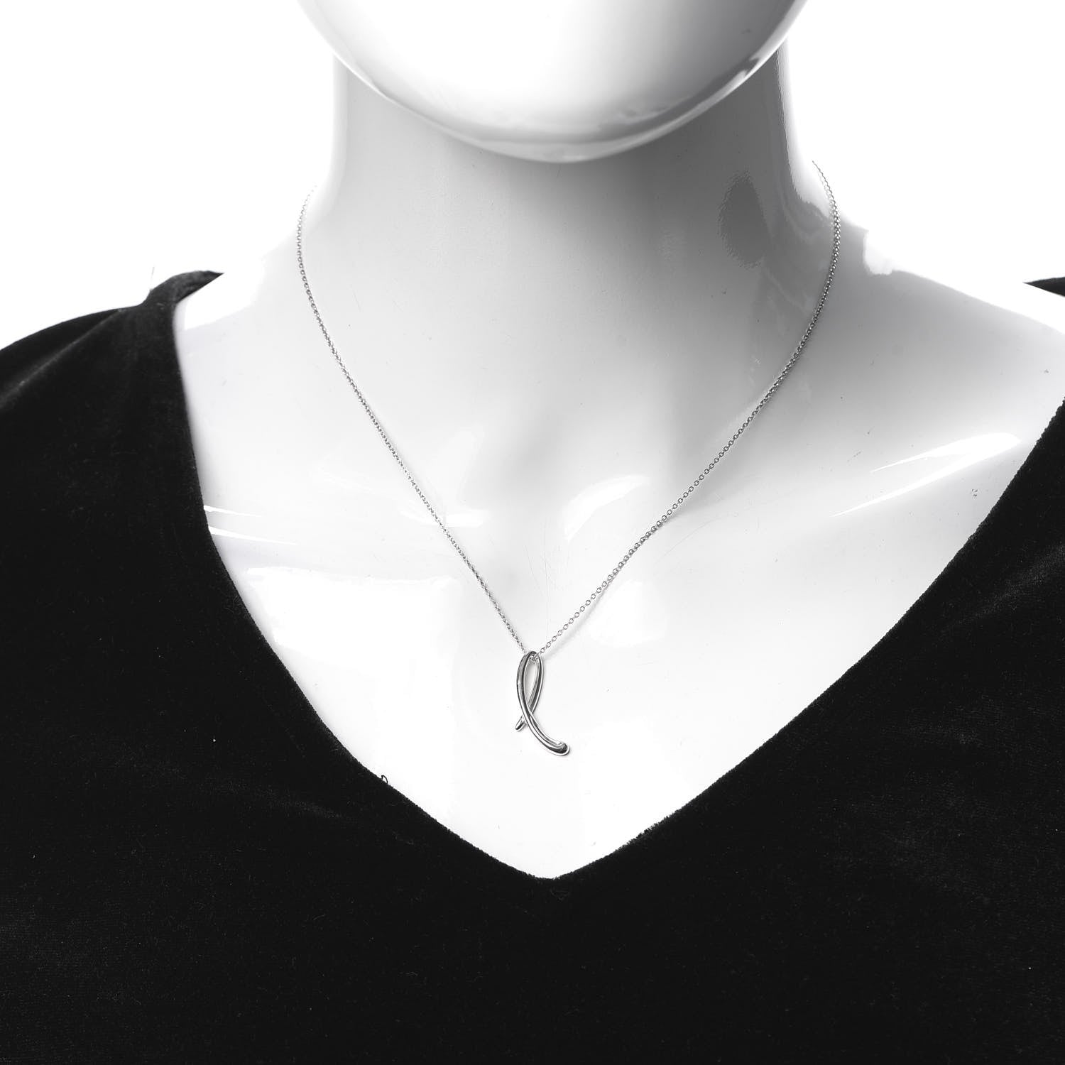 Tiffany Sterling Silver Elsa Peretti Letter L Pendant Necklace 2 of 7