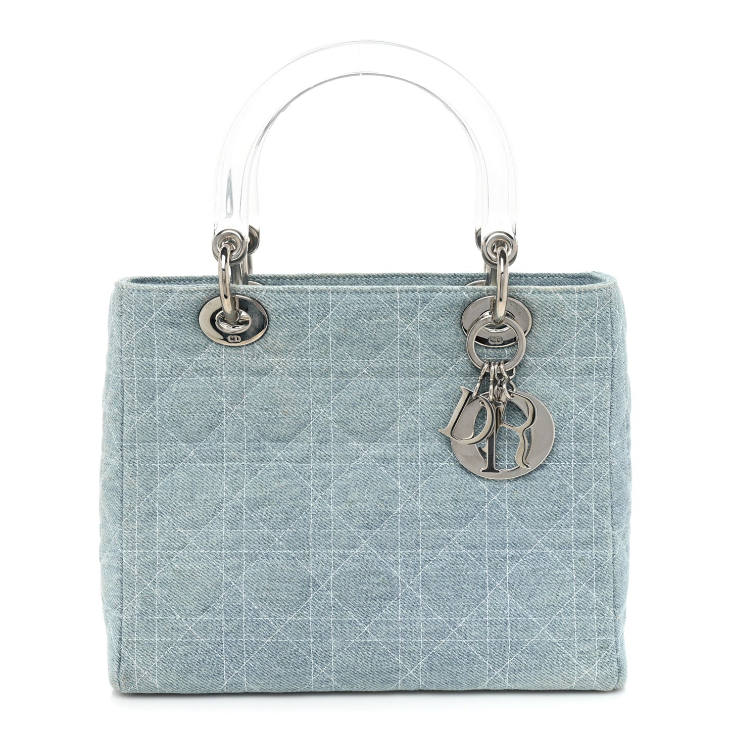 Denim Cannage Medium Lady Dior Light Blue