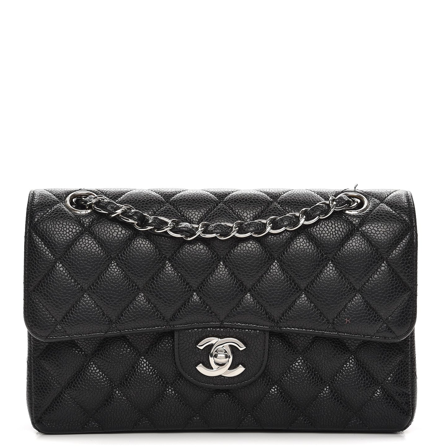 Caviar Quilted Small Double Flap Black