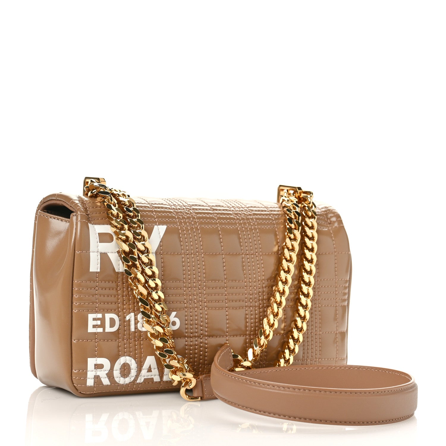 Burberry Patent Quilted Horseferry Print Small Lola Bag Tan 3 of 8