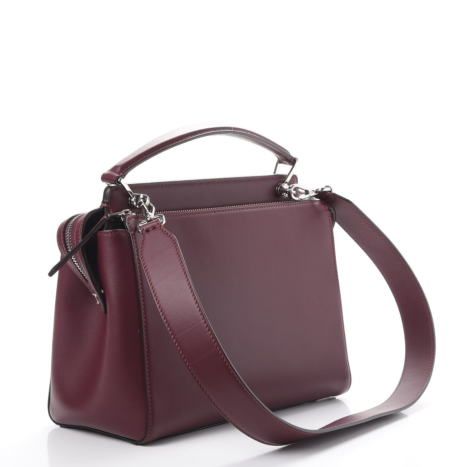 Fendi Vitello Baltico Dolce Shiny Nappa Lace Up DotCom Satchel Bordeaux 4 of 14