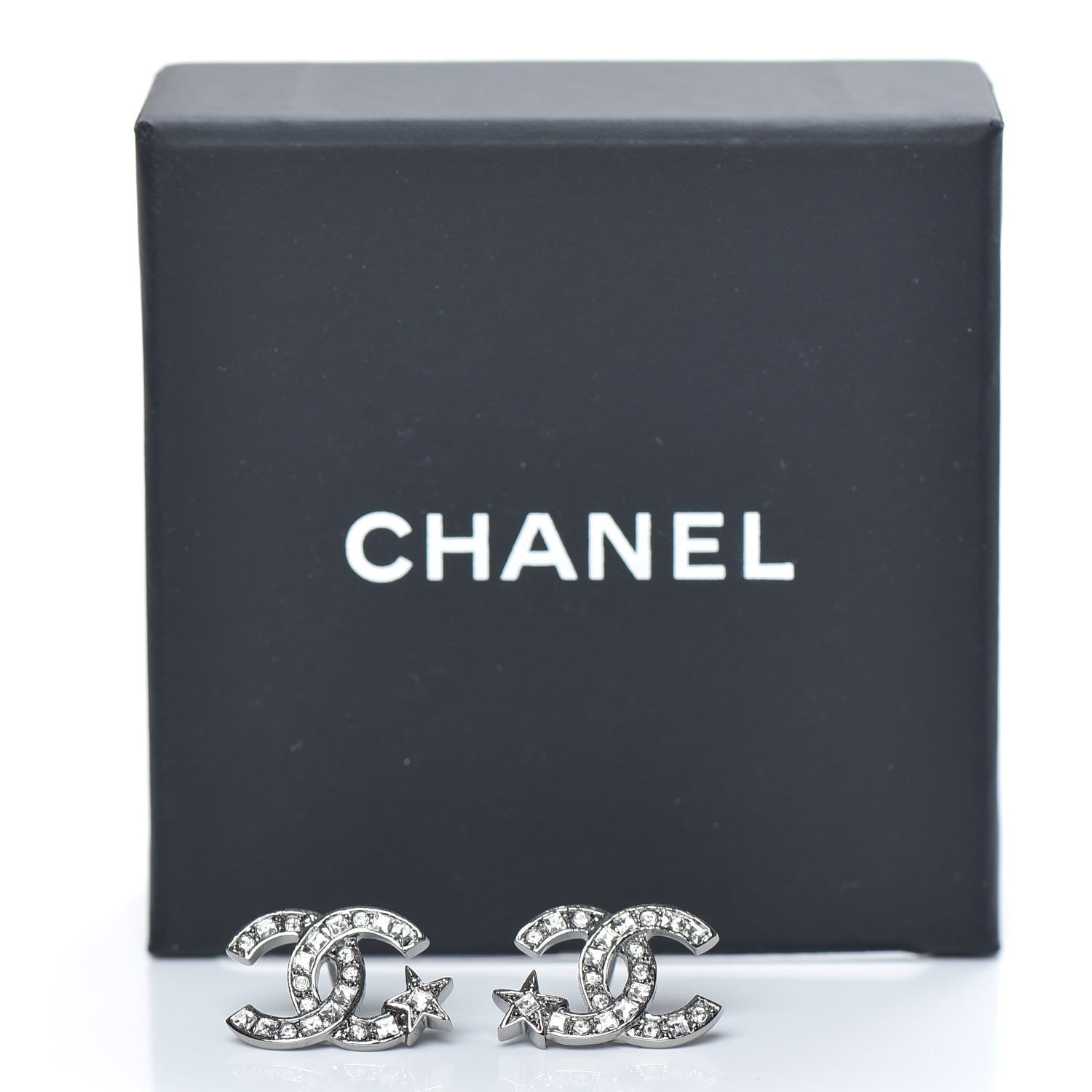 Chanel Crystal CC Starfall Earrings Silver 5 of 5