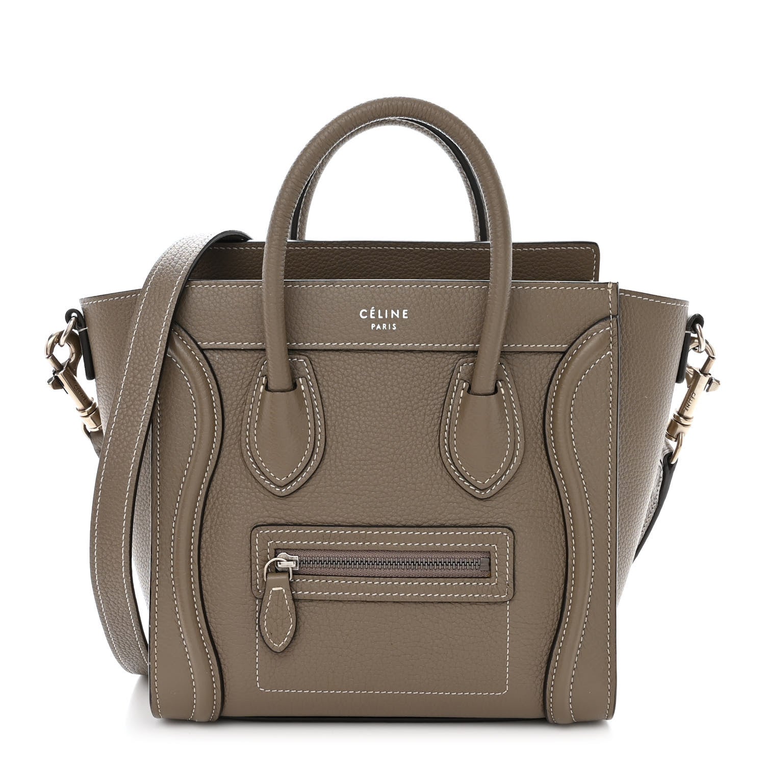 Celine Drummed Calfskin Nano Luggage Souris 1 of 12