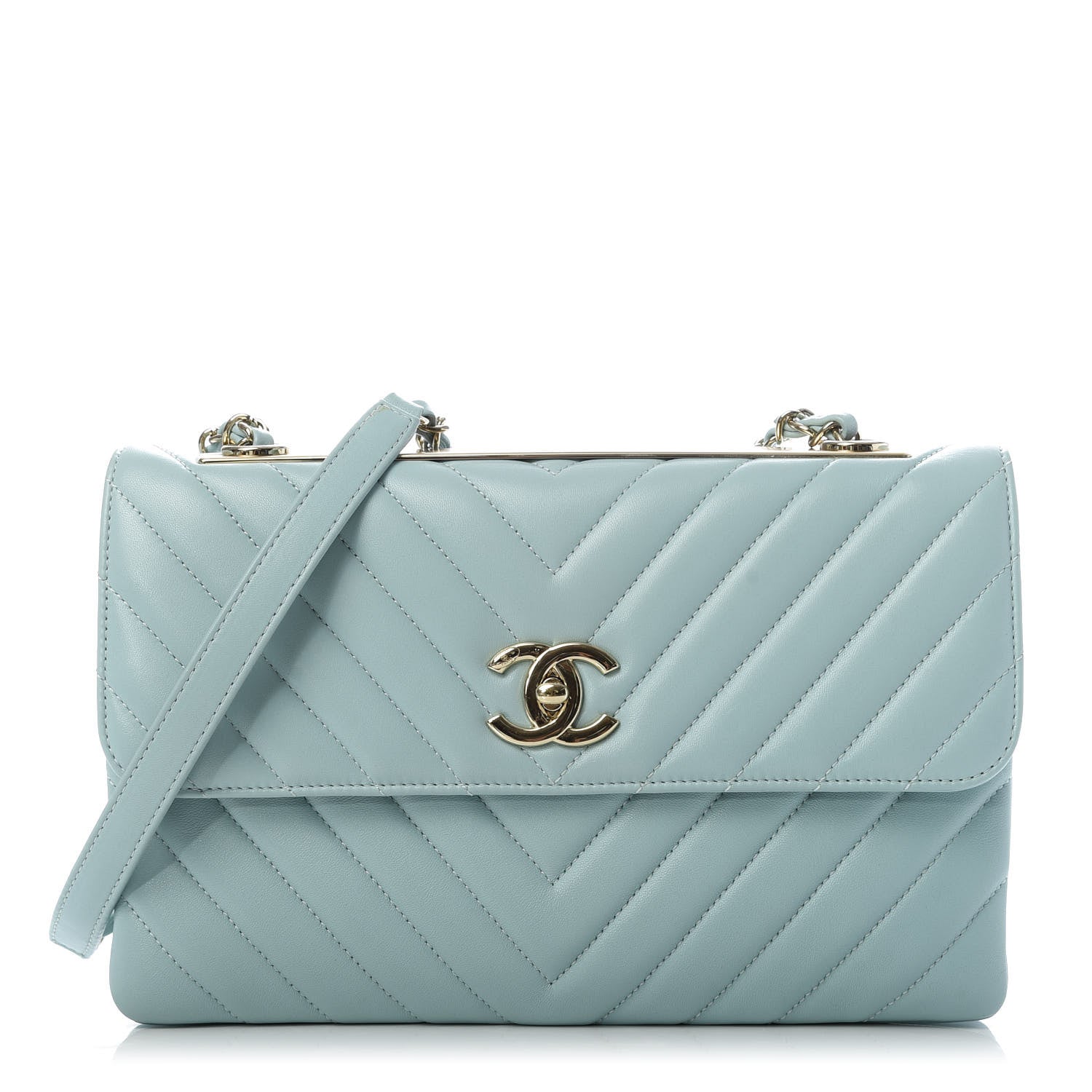 Chanel Lambskin Chevron Quilted Medium Trendy CC Flap Light Blue 1 of 10