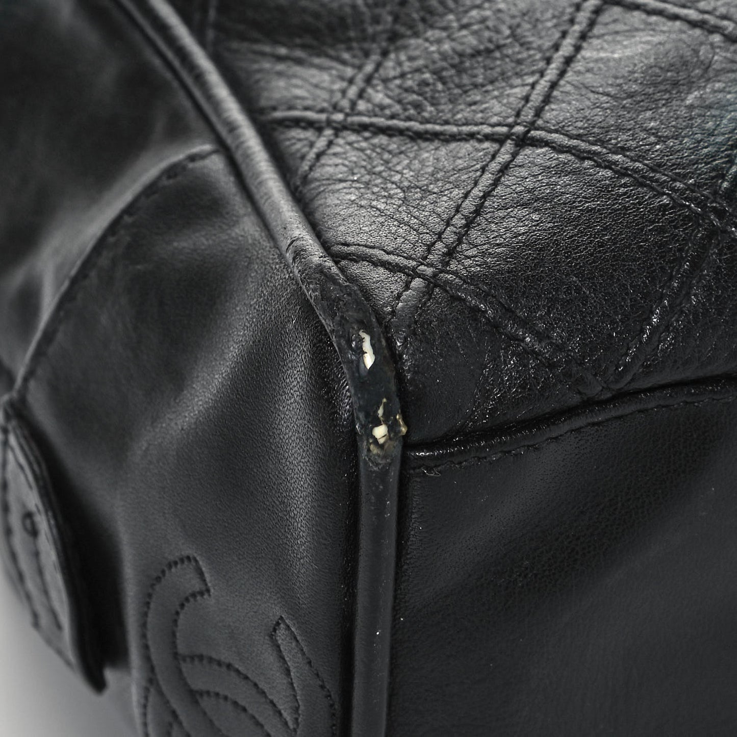 Lambskin Quilted Cosmetic Case Black
