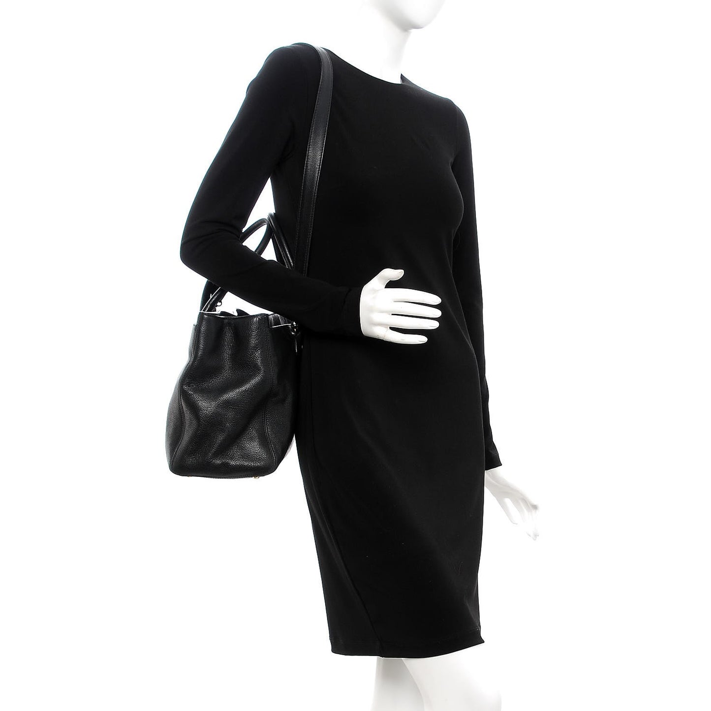 Calfskin Cerf Executive Shopper Tote Black