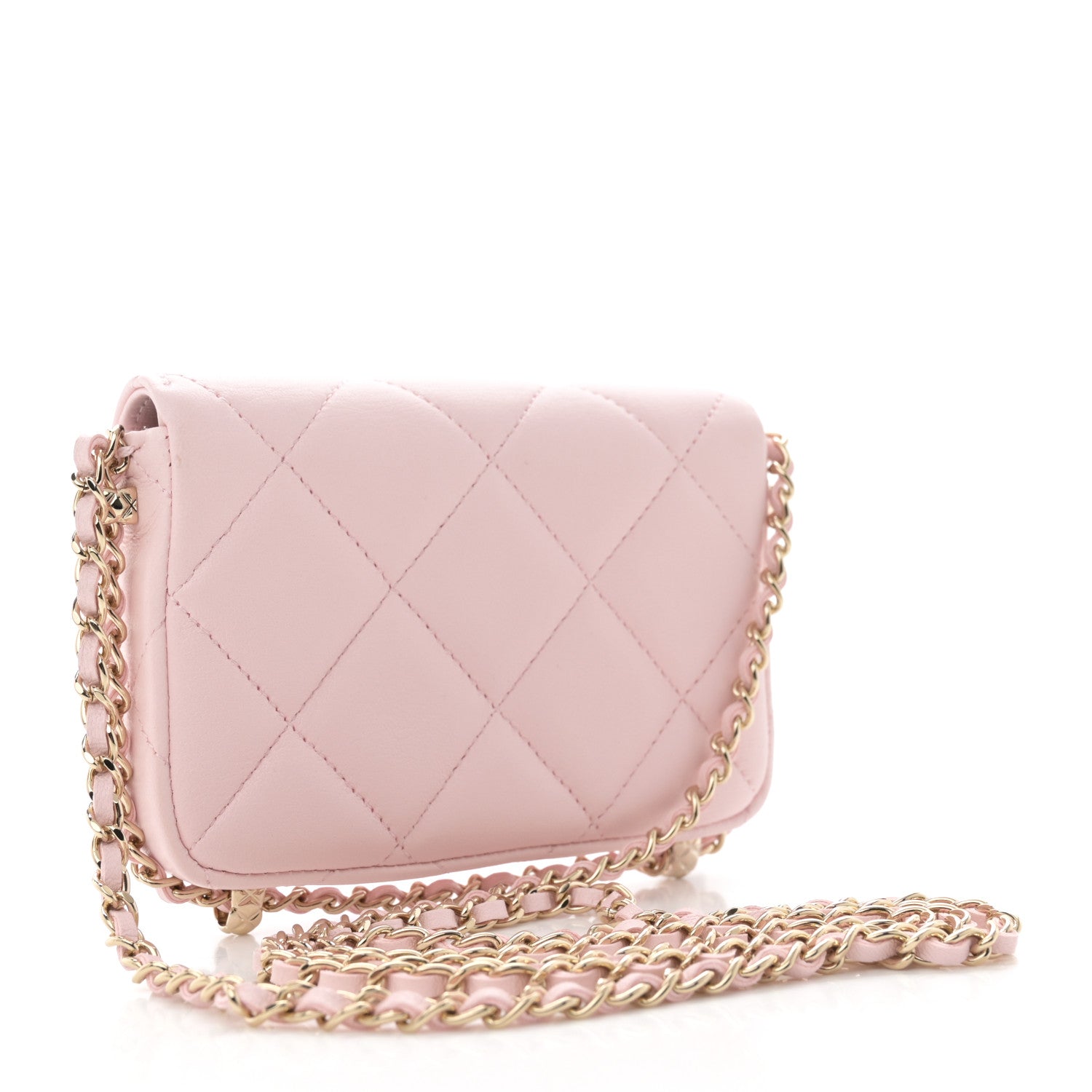 Chanel Lambskin Quilted Chain Around Coin Purse With Chain Light Pink 3 of 11