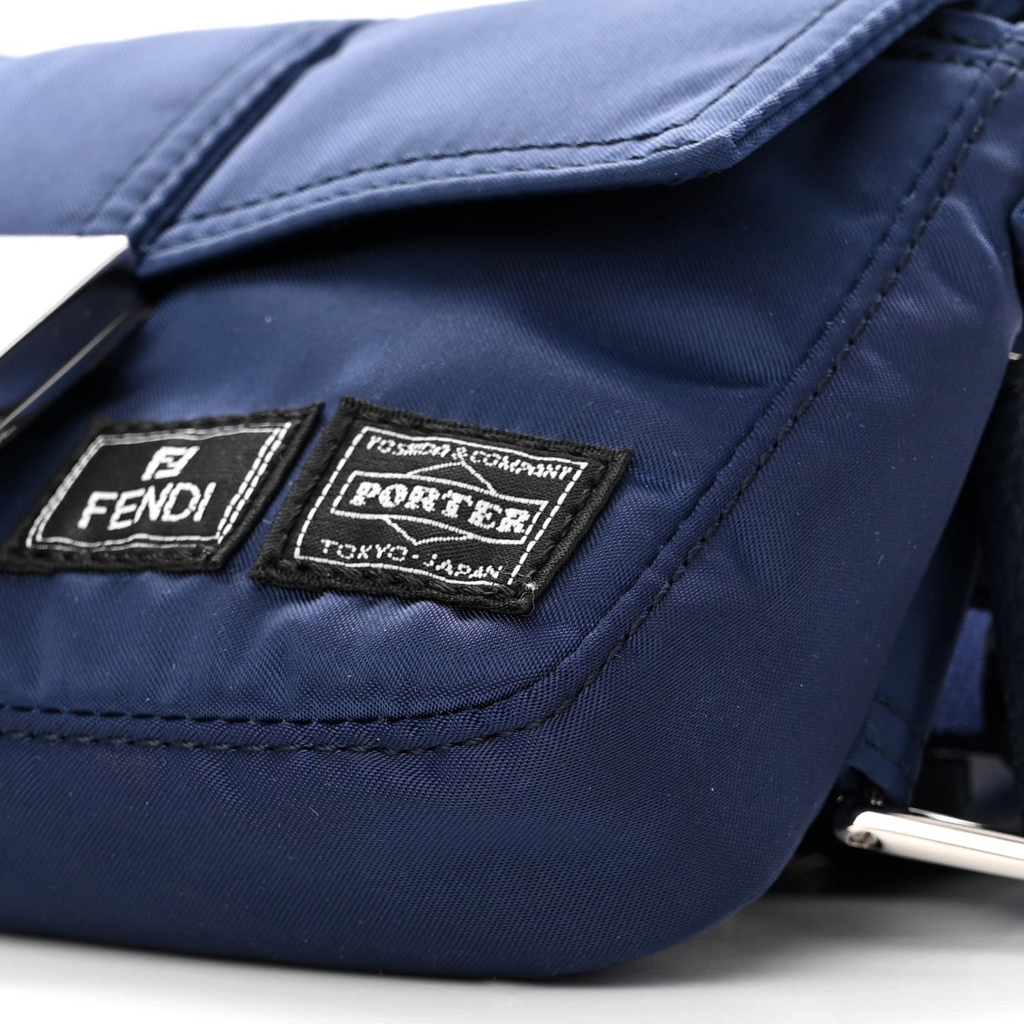 X PORTER Nylon Cuoio Roma Mini Phone Baguette Belt Bag Dark Blue
