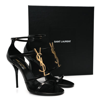 Saint Laurent Calfskin Cassandra 100 Ankle Strap Sandals 39 Black 10 of 10