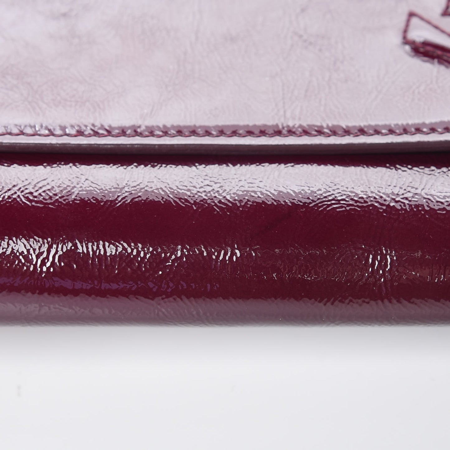 Textured Patent Monogram Large Belle De Jour Clutch Burgundy