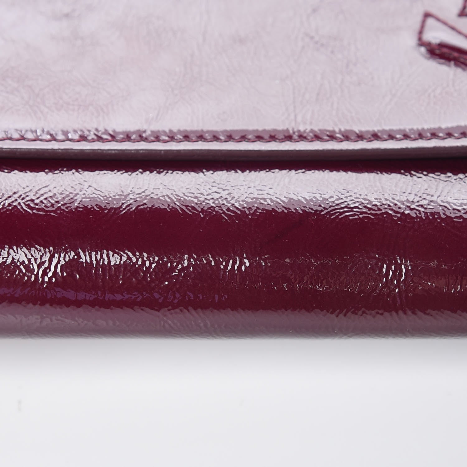 Saint Laurent Textured Patent Monogram Large Belle De Jour Clutch Burgundy 15 of 15