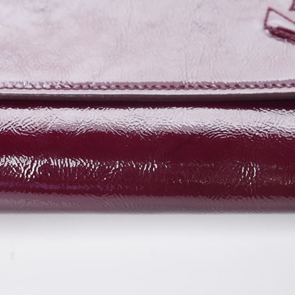 Saint Laurent Textured Patent Monogram Large Belle De Jour Clutch Burgundy 15 of 15