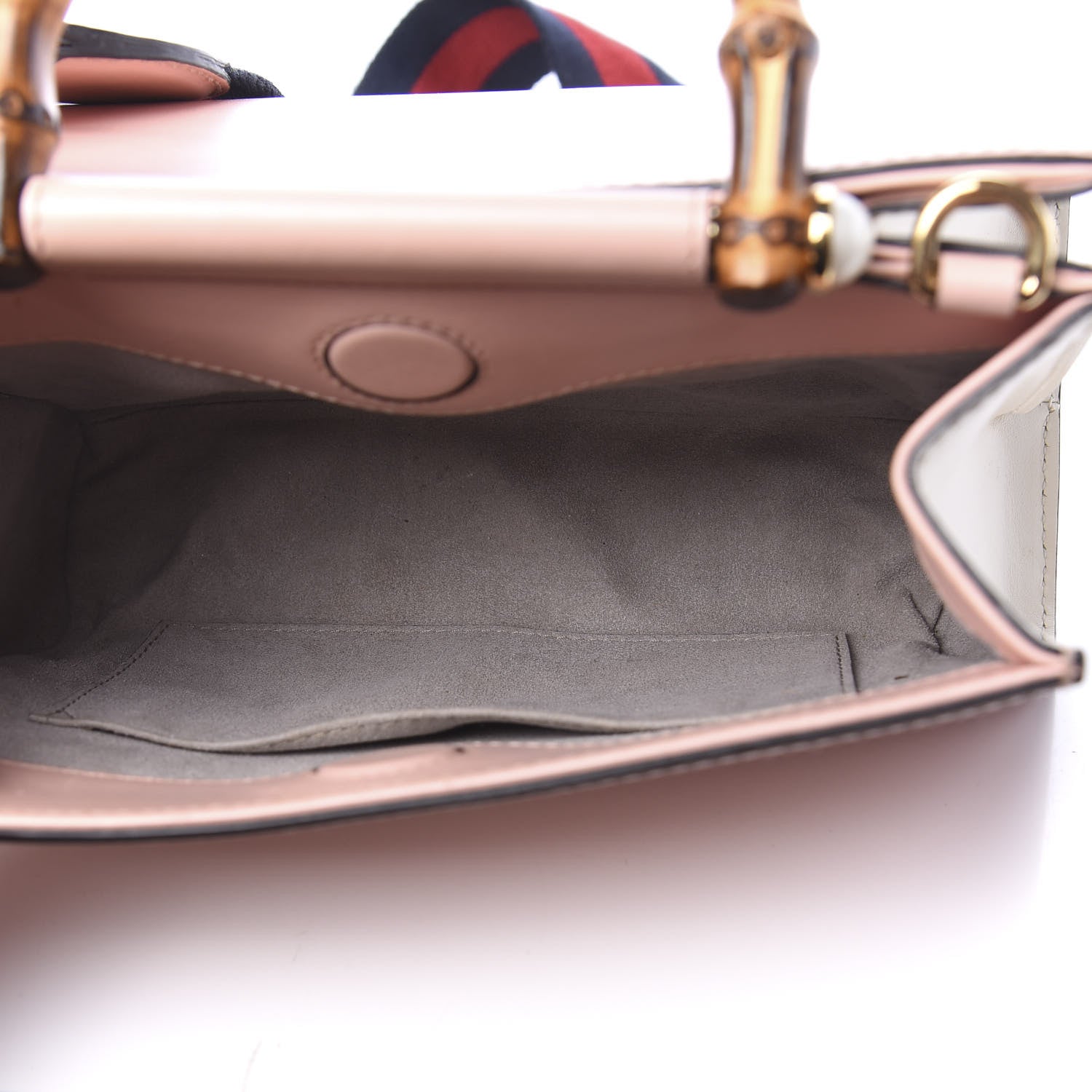 Gucci Nappa Bamboo Web Mini Nymphaea Top Handle Bag Perfect Pink Mystic White 5 of 14
