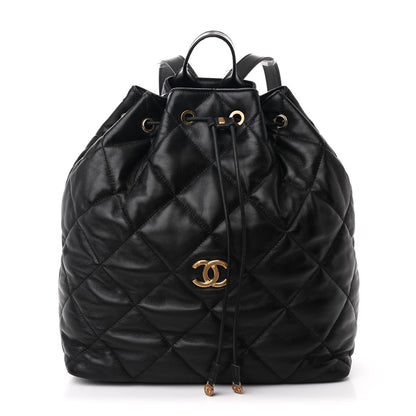 Chanel Lambskin Quilted Drawstring Backpack Black 1 of 11