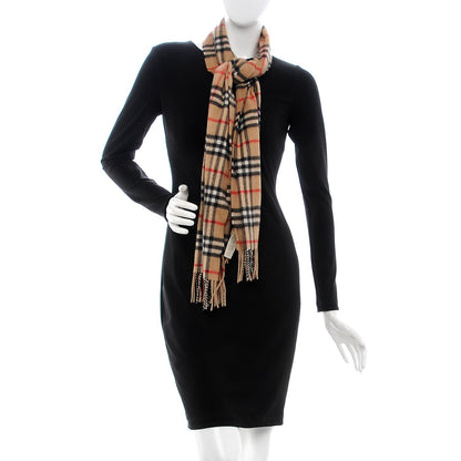 Burberry Cashmere Classic Check Fringe Scarf Camel 2 of 6