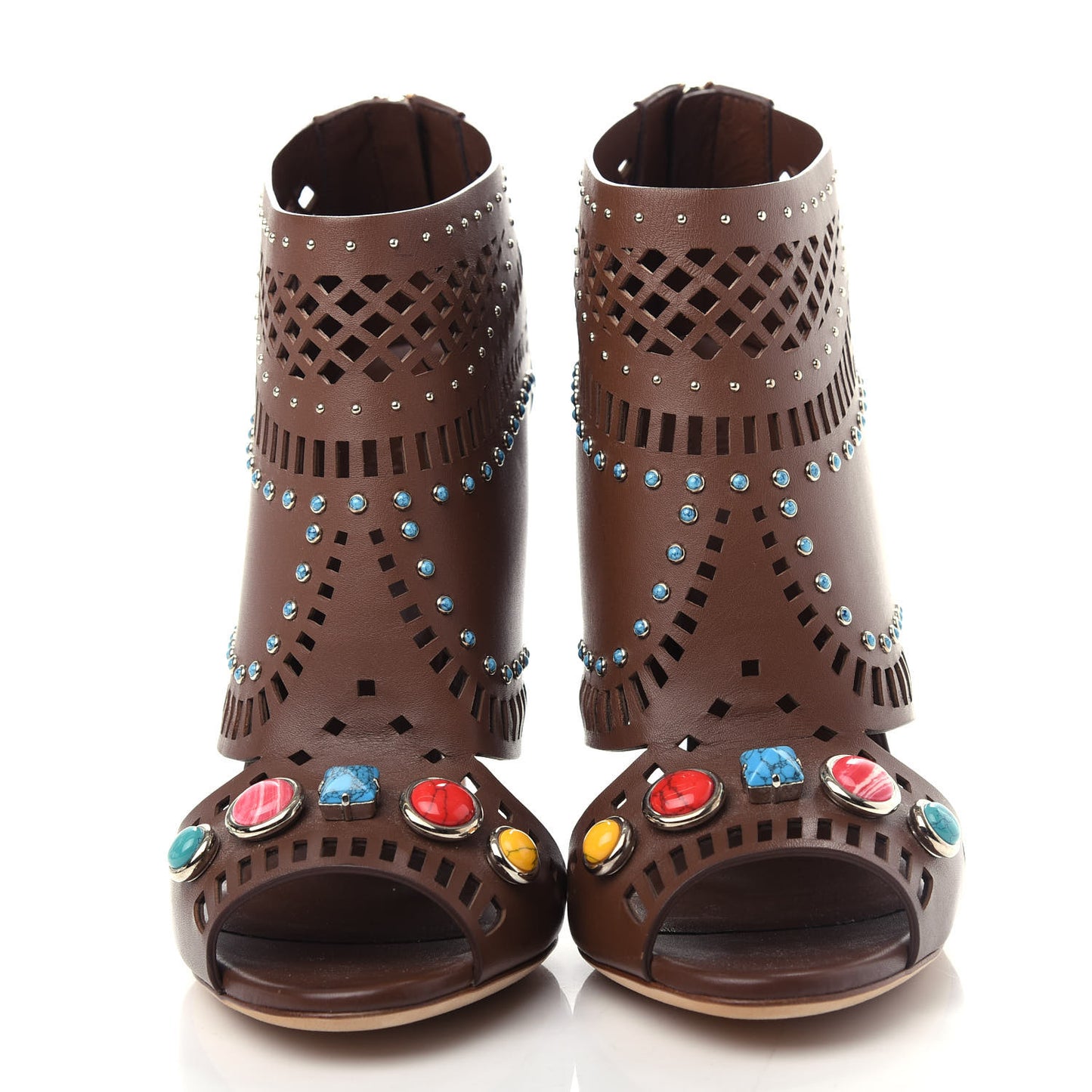 Calfskin Laser Cut Lika Ankle Boot 40.5 Nut Brown
