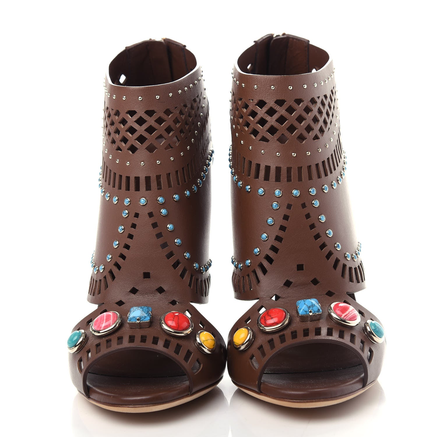 Gucci Calfskin Laser Cut Lika Ankle Boot 40.5 Nut Brown 5 of 9