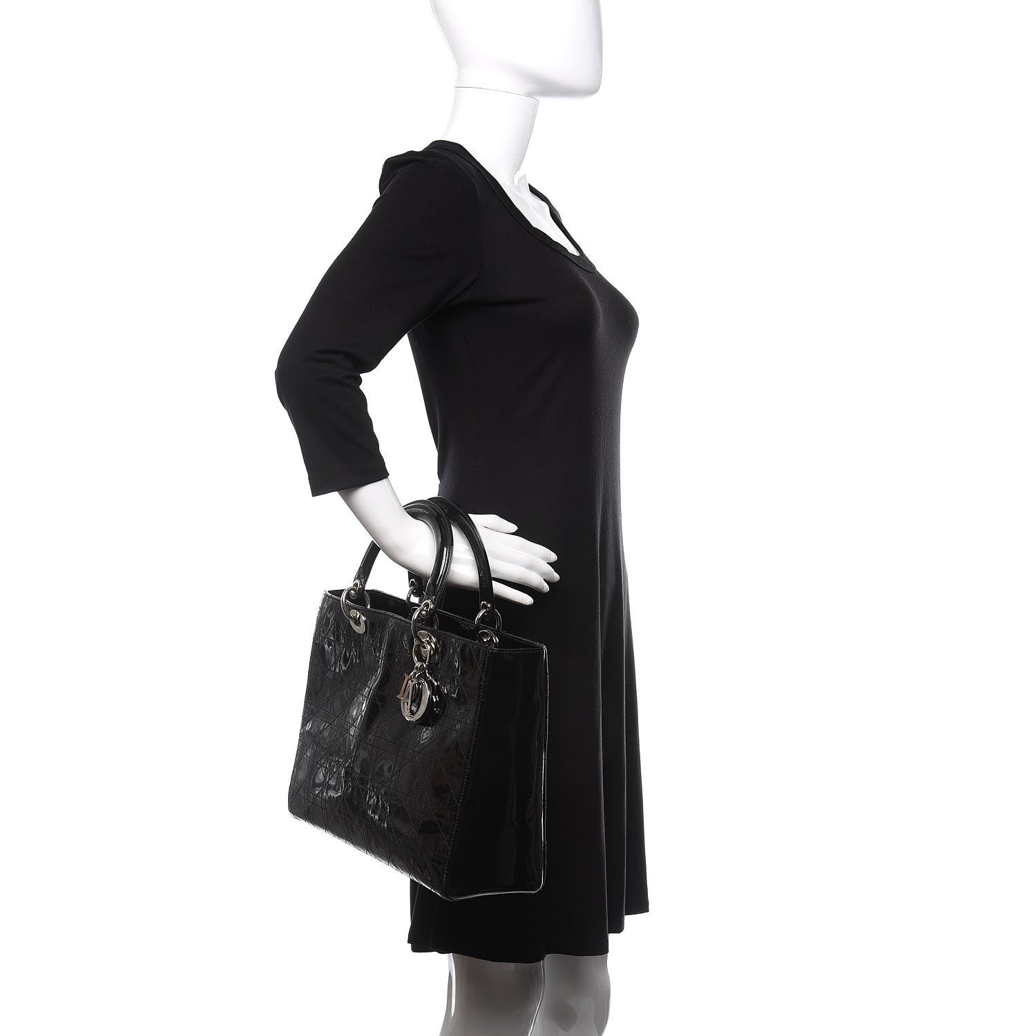 Christian Dior Patent Cannage Stitched Large Lady Dior Black 2 of 10