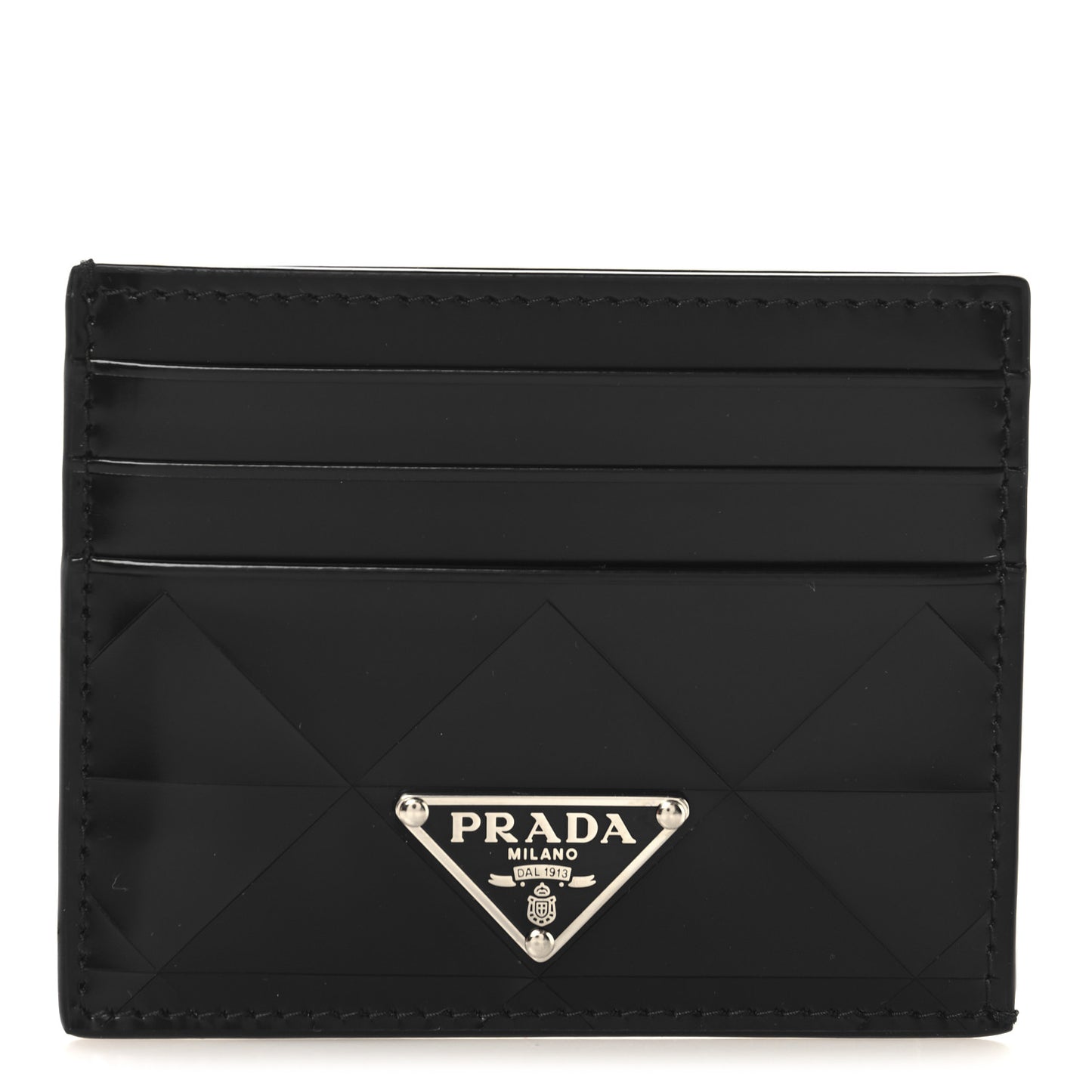 Spazzolato Triangle Patterned Card Holder Black