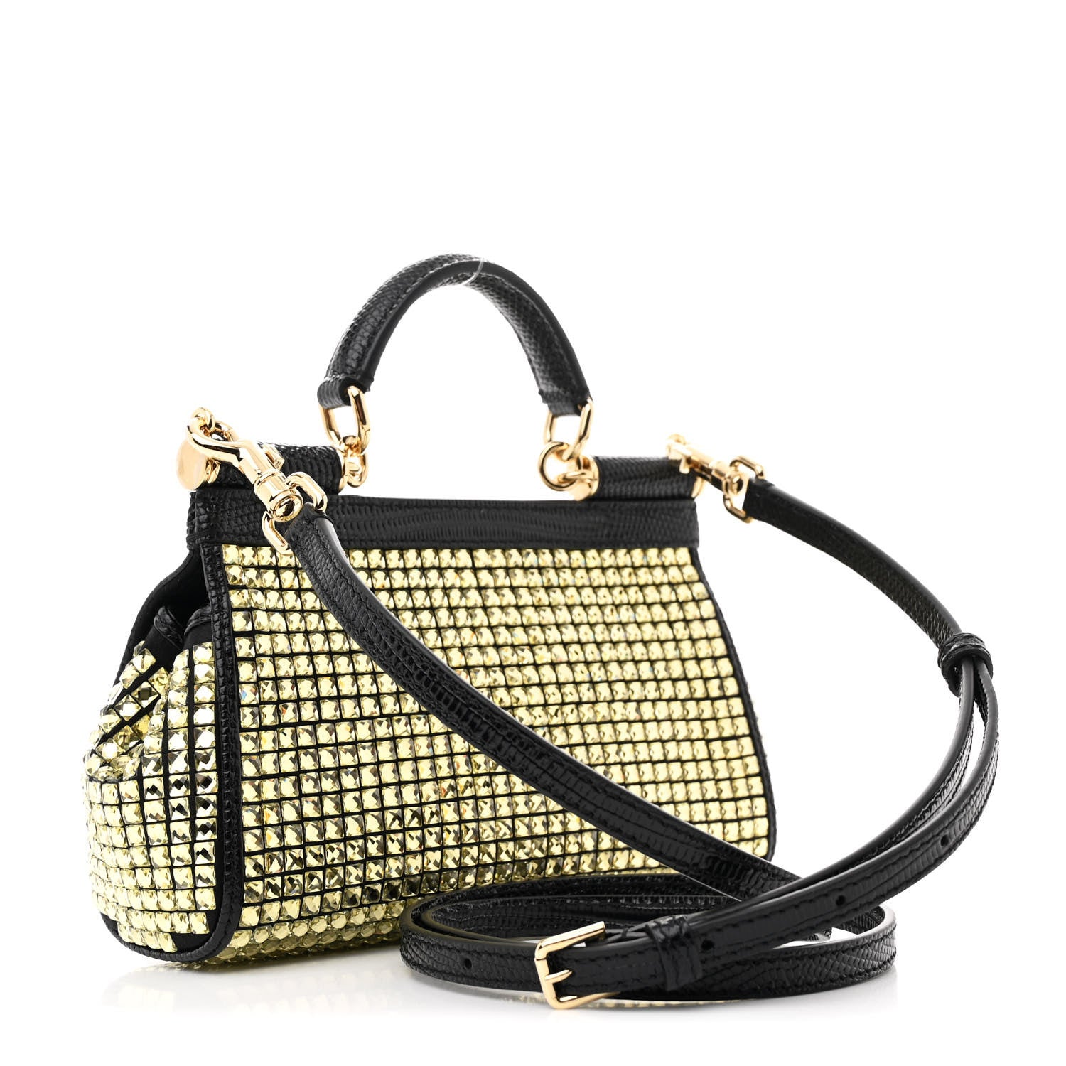 Dolce & Gabbana Stampa Iguana Embossed Crystal Small Miss Sicily Satchel Gold 3 of 10