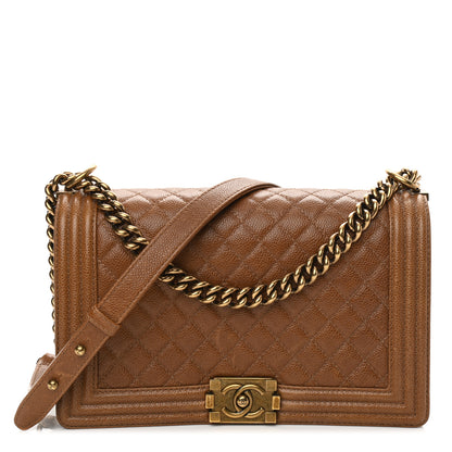 Chanel Caviar Quilted New Medium Boy Flap Light Brown 1 of 11