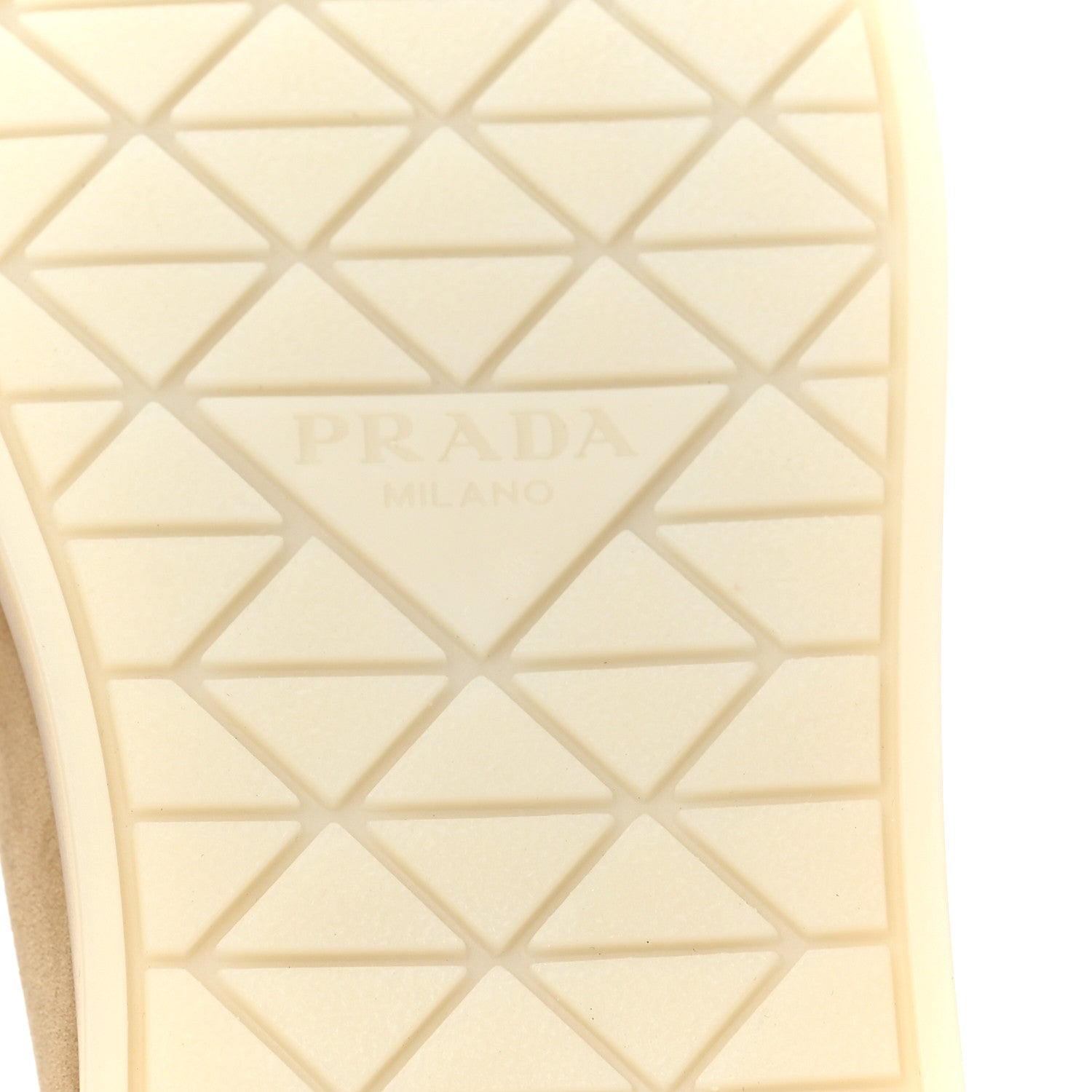 Prada Vitello Scamosciato Metal Triangle Logo Saint Tropez 25mm Loafers 40 Ecru 6 of 9