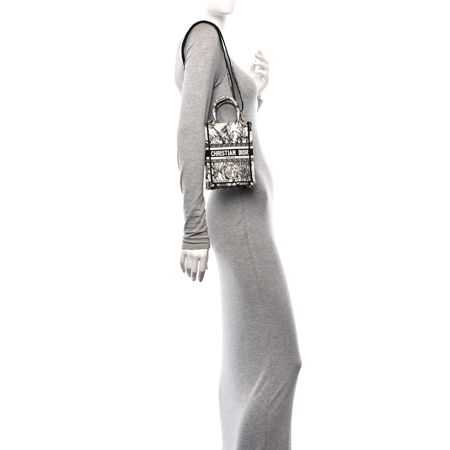 Christian Dior Canvas Toile de Jouy Voyage Embroidered Mini Book Tote Phone Bag White Black 2 of 10