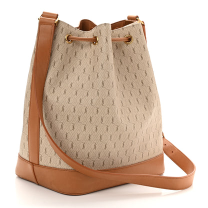 Saint Laurent Canvas All-Over Monogram Bucket Bag Brown 4 of 13