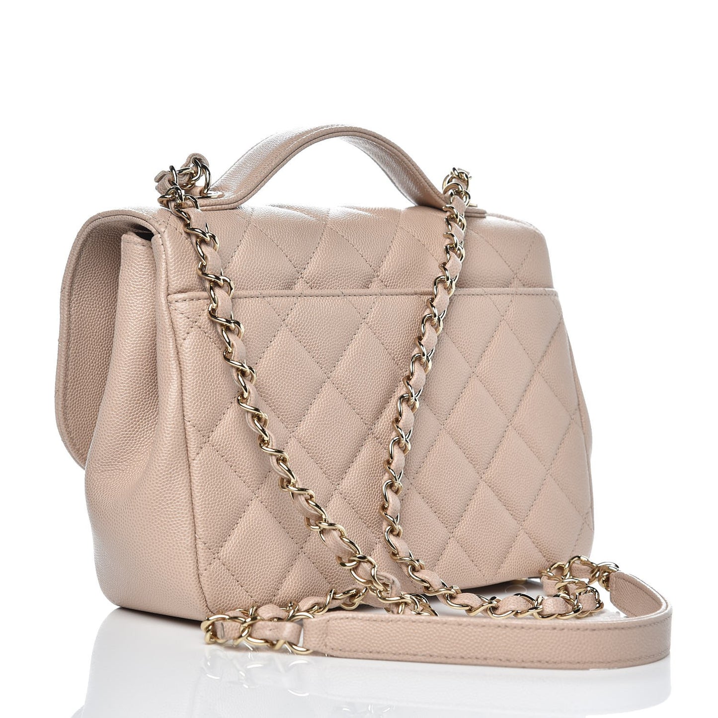 Caviar Quilted Medium Business Affinity Flap Beige