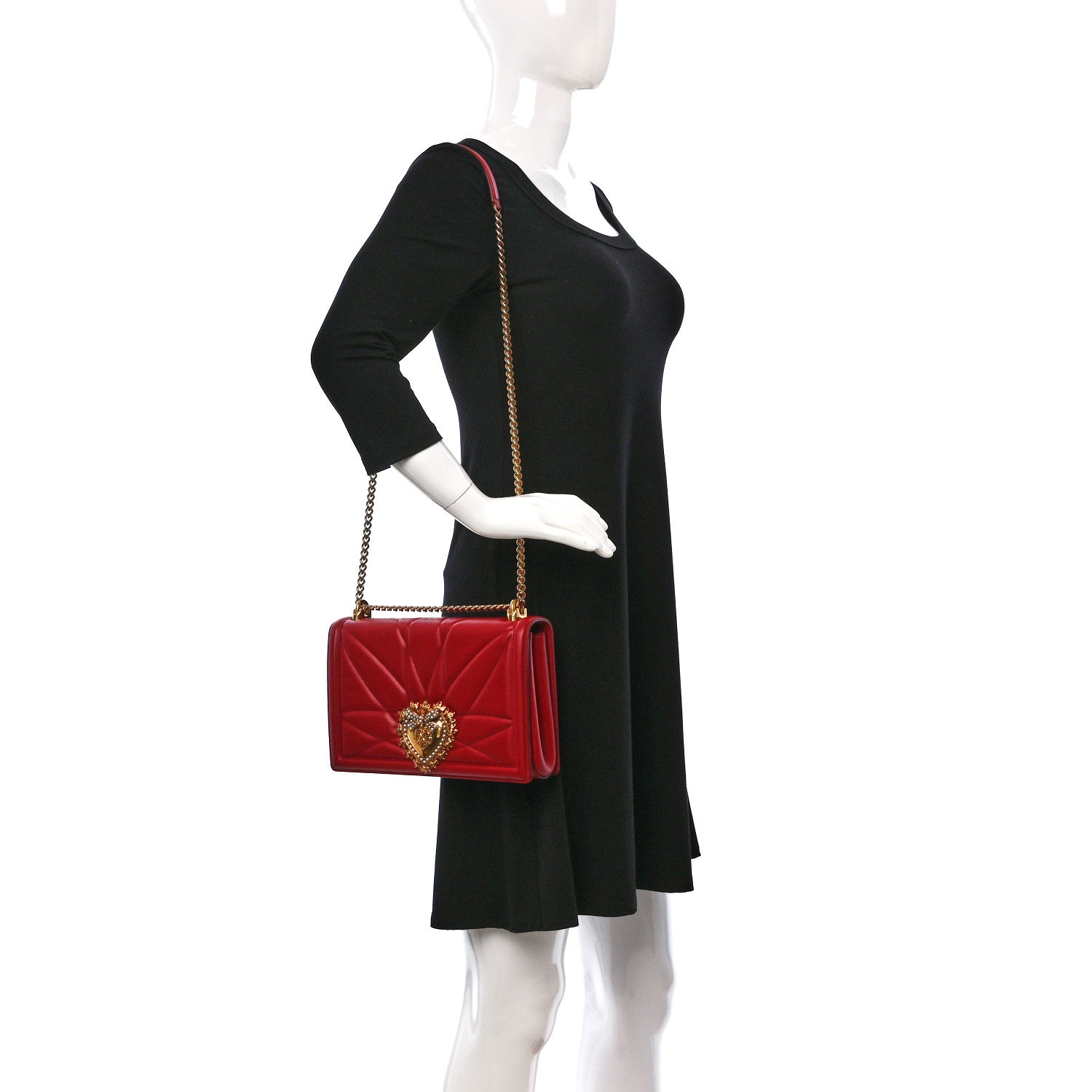 Dolce & Gabbana Calfskin Large Devotion Crossbody Bag Red 2 of 15