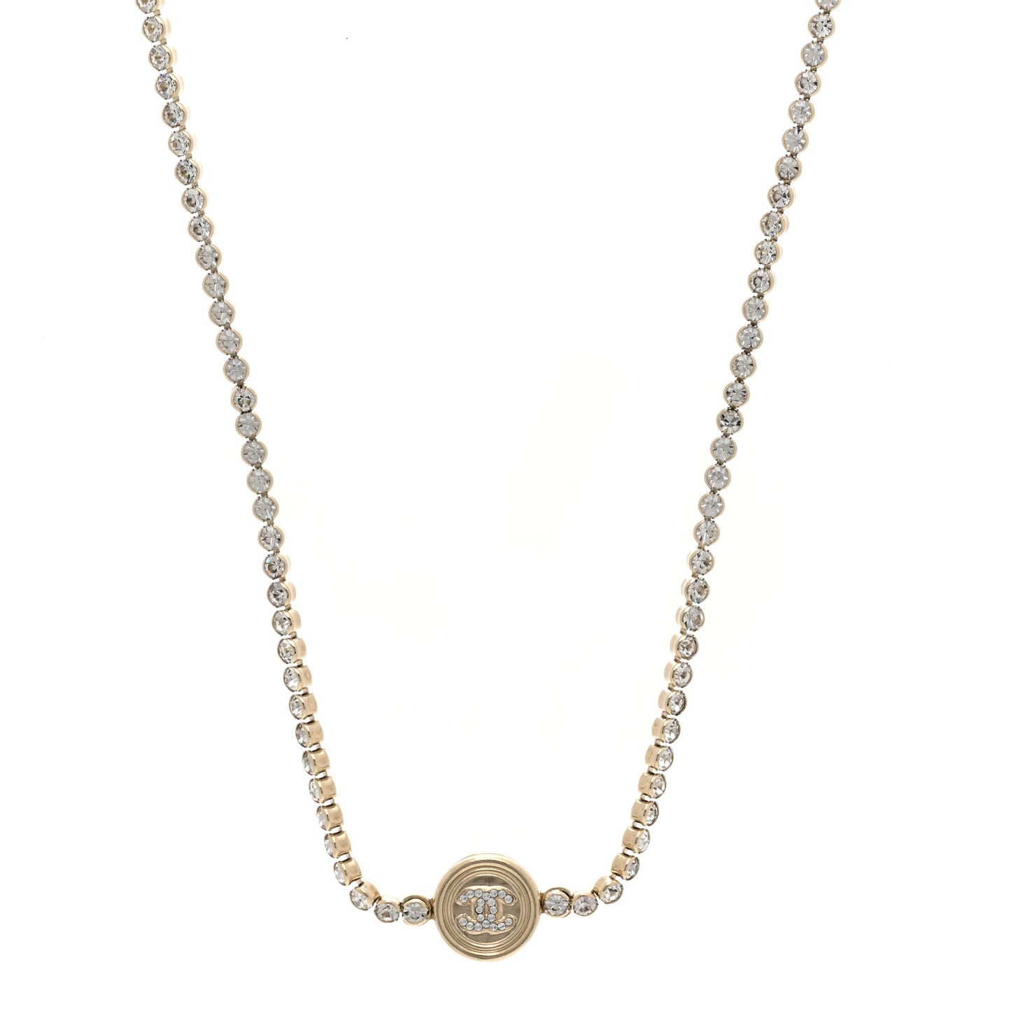 Crystal CC Chain Short Necklace Gold