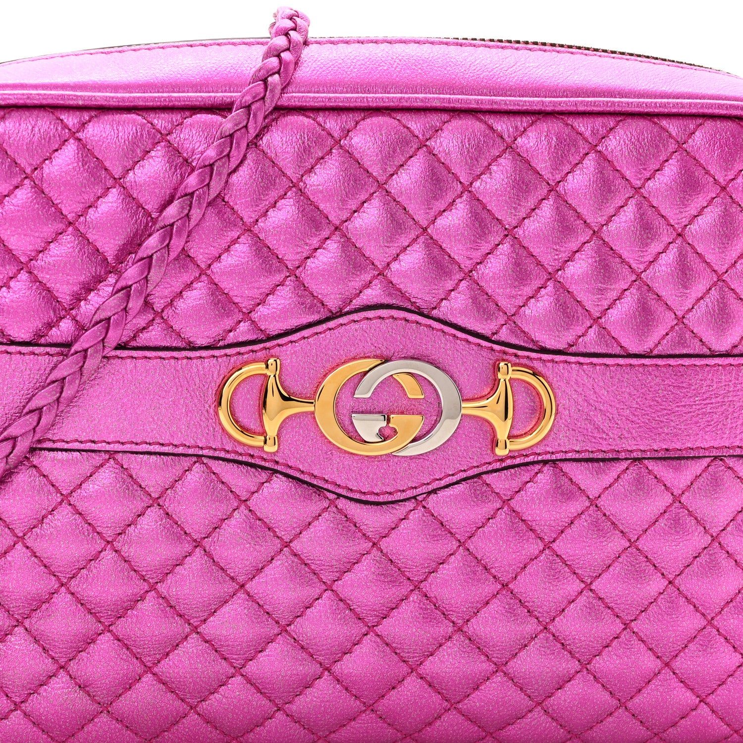 Gucci Laminated Nappa Trapuntata Small Zumi Shoulder Bag Fuxia 8 of 11