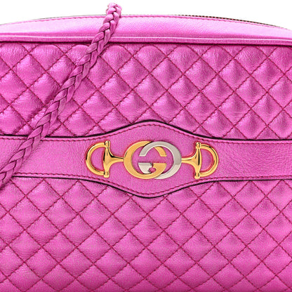 Gucci Laminated Nappa Trapuntata Small Zumi Shoulder Bag Fuxia 8 of 11