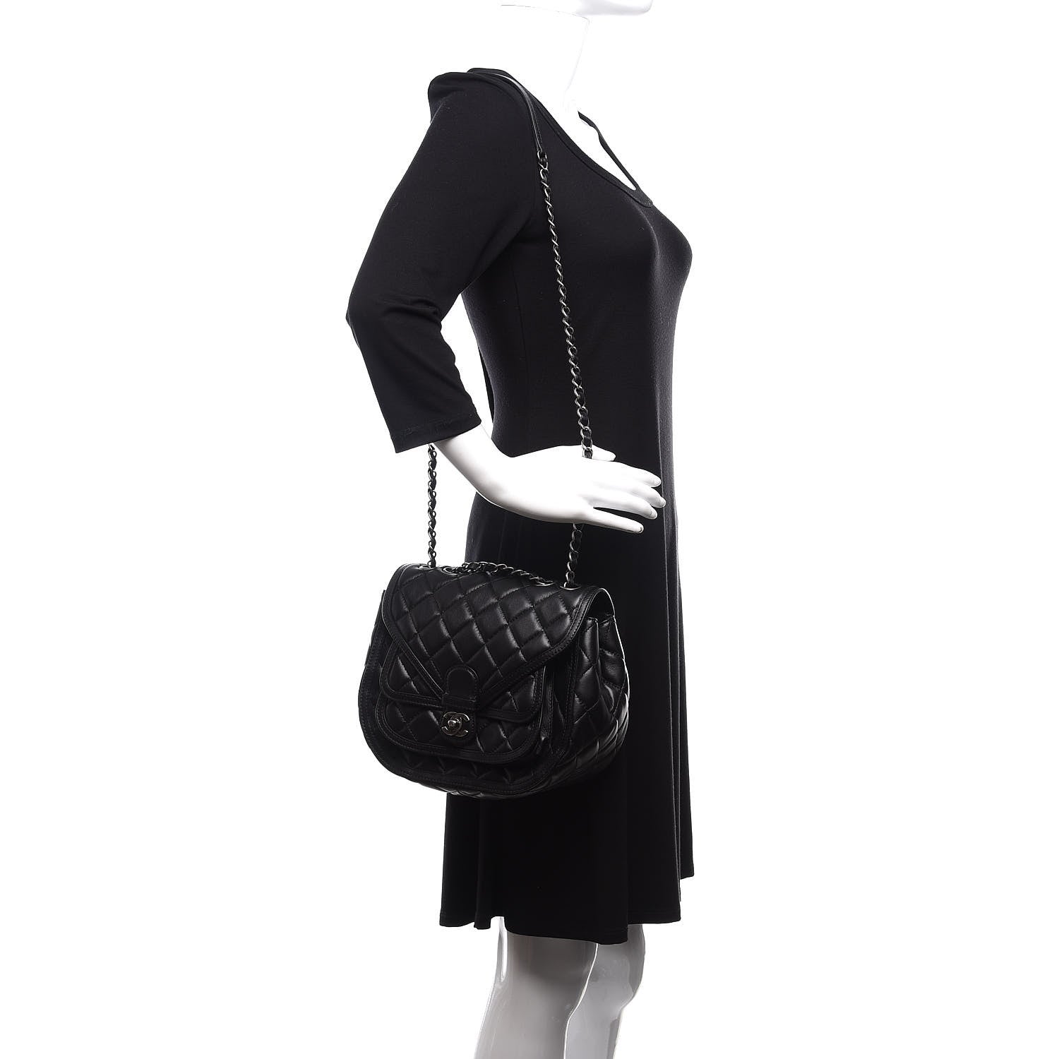 Chanel Lambskin Quilted Messenger Flap Black 2 of 12