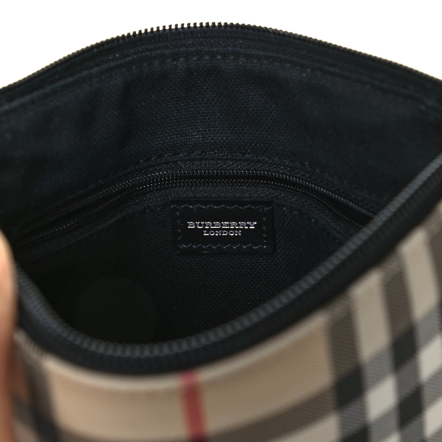 House Check Flat Crossbody Messenger Bag Black