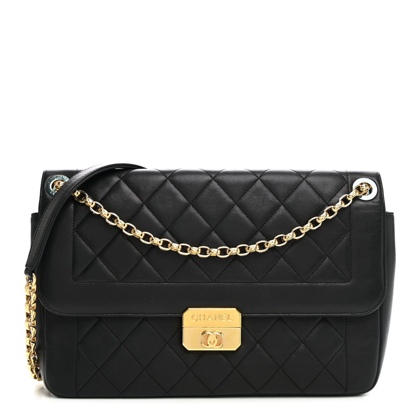 Lambskin Quilted Large Chic With Me Flap Black