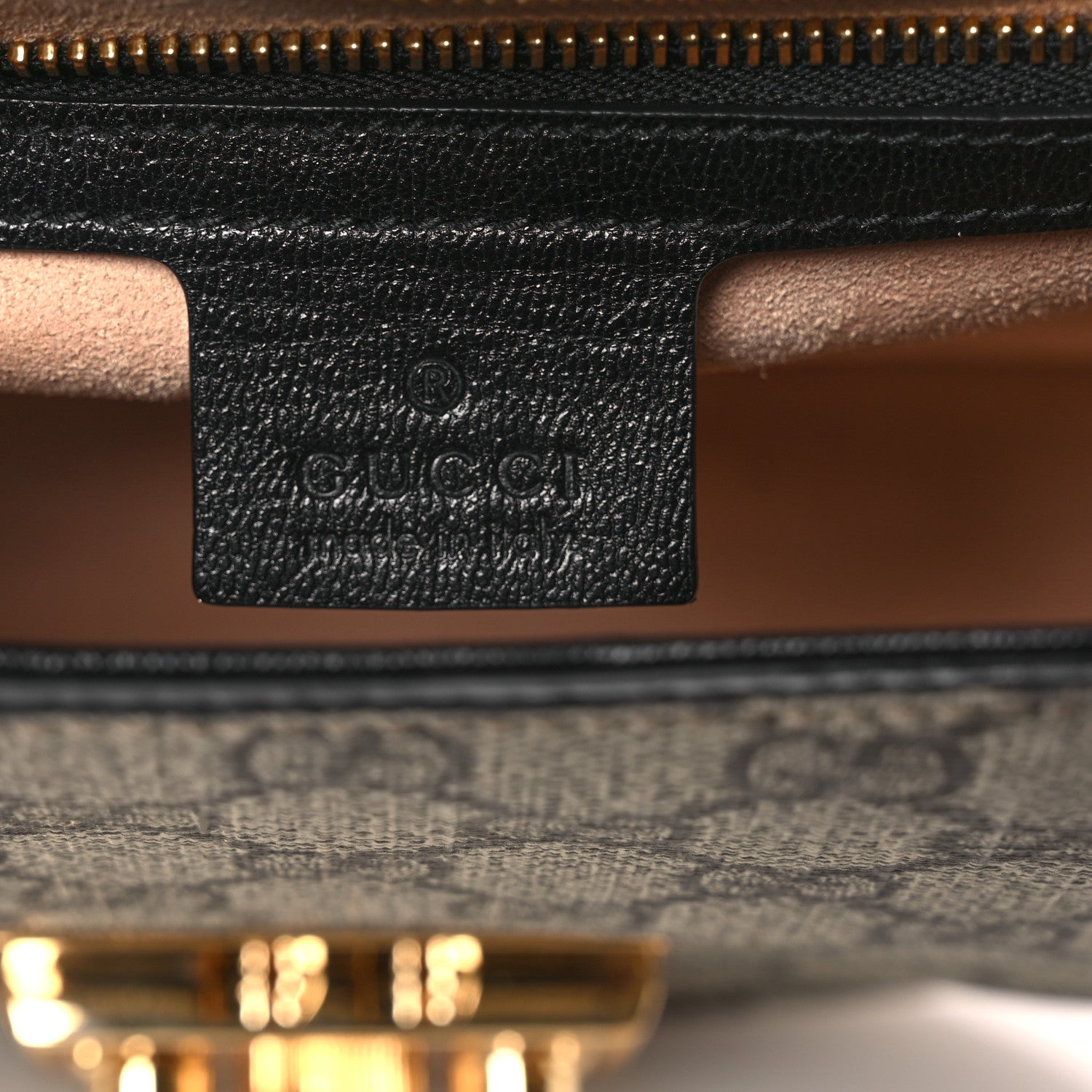 Gucci GG Supreme Monogram Calfskin Small Padlock Messenger Shoulder Bag Beige Black Cuir 6 of 10