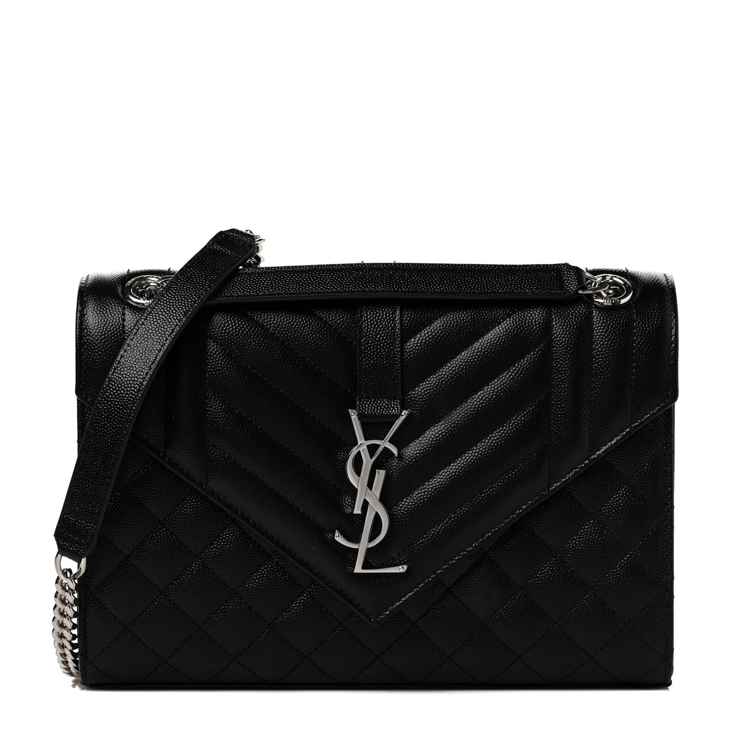 Grain De Poudre Textured Mixed Matelasse Triquilt Medium Monogram Satchel Black