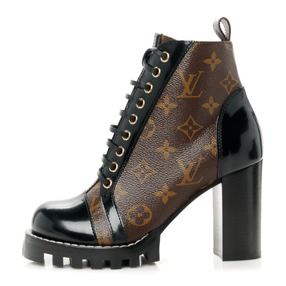 Louis Vuitton Patent Calfskin Monogram Star Trail Ankle Boots 36.5 Black 1 of 10