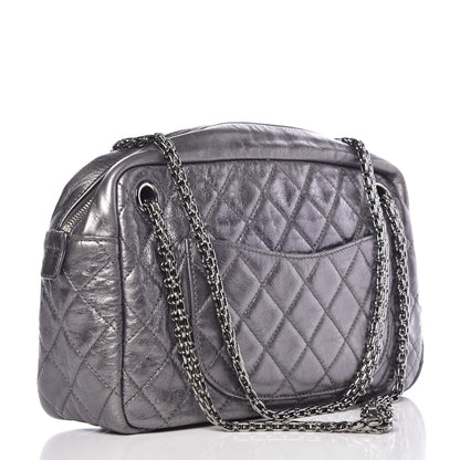 Chanel Metallic Aged Calfskin Quilted Medium Reissue Camera Case Dark Silver 4 of 10