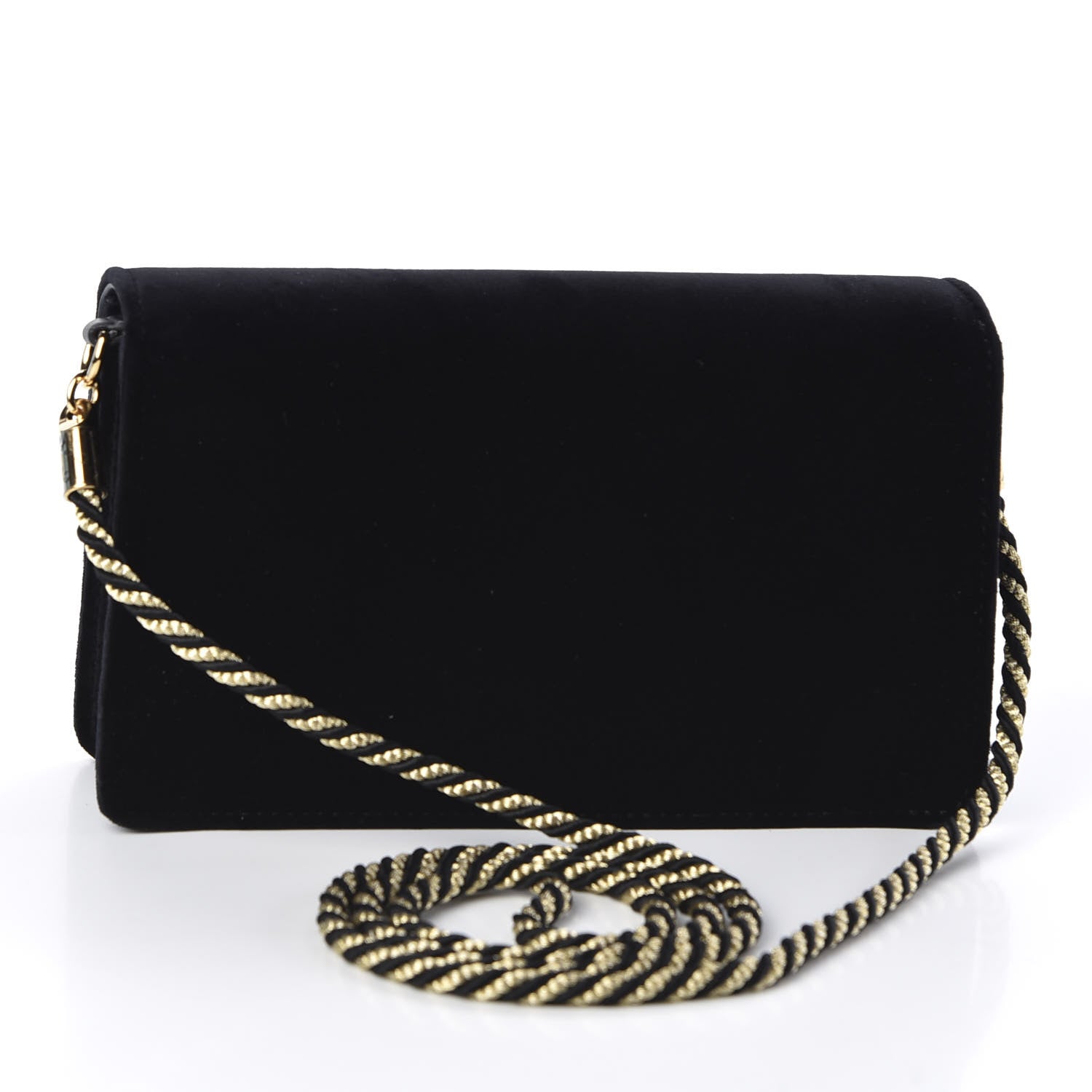Gucci Velvet Crystal Square G Shoulder Bag Black 2 of 10