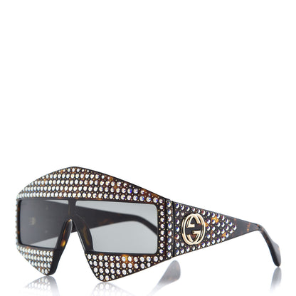 Gucci Crystal Rectangular Frame Sunglasses GG0357S Tortoiseshell 1 of 8