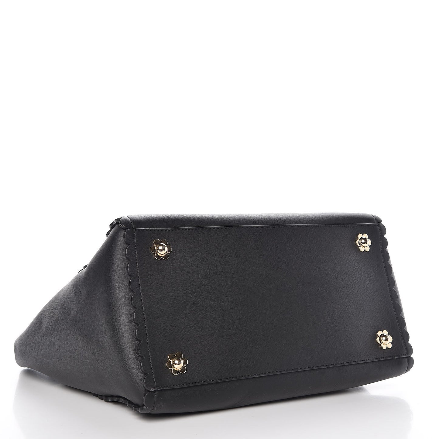 Classic Calfskin Cecily Flower Tote Black