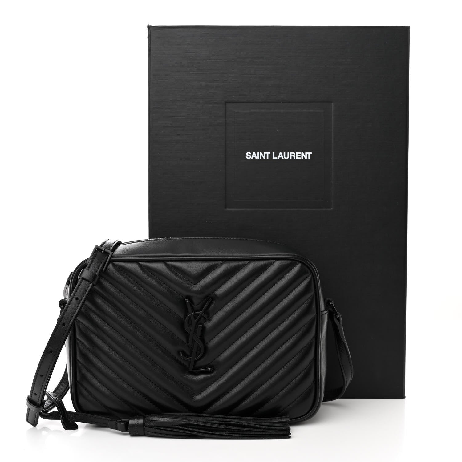 Saint Laurent Calfskin Matelasse Monogram Monochrome Lou Camera Bag Black 16 of 16