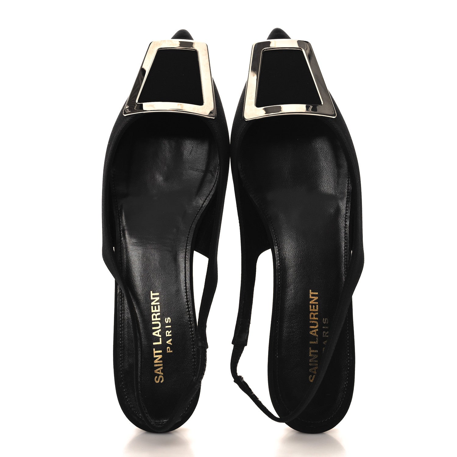 Saint Laurent Crepe De Chine Vivi 10 Plate Slingback Flats 37 Black 2 of 10